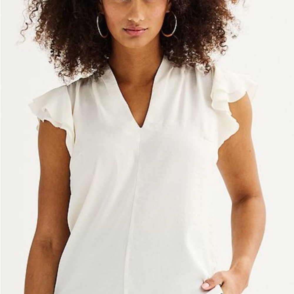 Nine West Light Blue Ruffle Sleeve Blouse NWT - Picture 2 of 13
